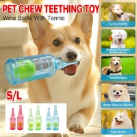 Durable Pet Teething Resistant Tennis Ball Wine Bottle Chew Toy for Dogs Play - Green-S
