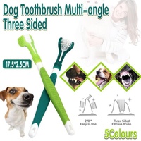 Three Sided Dog Toothbrush Pet Cat Teeth Cleaning Tool Oral Mouth Care Soft Bristle - Orange
