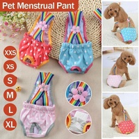 Female Pet Dog Cat Puppy Pant Menstrual Sanitary Nappy Diaper Wrap Underwear Blue - XXS