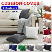 45X45 Plain Solid Colour Cushion Cover Decorative Pillow Case Home Multicoloured - White