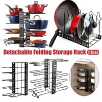 Multi-Layer Vertical Pot Lid Storage Rack Folding Kitchen Countertop Organizer - 8th-Floor