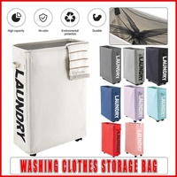 Large Foldable Laundry Washing Clothes Storage Bag Hamper Basket Bin Organiser - Navy