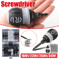 Ratchet Screwdriver Set with Sleeve Dual Head Screwdriver Expansion Cross Bits - 18-in-1