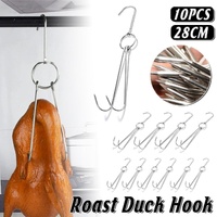10PCS Stainless Steel Roast Duck Hooks Duty Double Hooks for Chicken Meat Goose