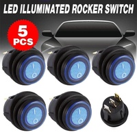 5Pcs/Set 12V 20A Car Spst Auto Marine Boat Round On/Off Rocker Waterproof Switch