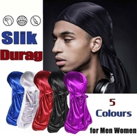Velvet Durag Silky Hat Cap Men Women Premium Designer Doo Rag Wave Silk Headwear - Roral blue