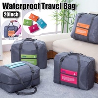 Nylon Waterproof Collapsible Travel Bag Large Suitcase Clothing Organizer - Blue