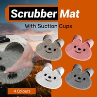 Silicone Foot Scrubber Rabbit Tub Mat Suction Cup Exfoliating Brush Cleaning Mat - White