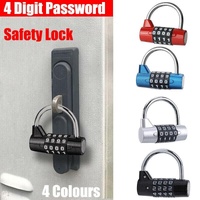 4 Digit Combination Padlock Wide Shackle Password Lock for Locker or Luggage - Red