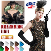 Elegant Long Satin Opera Gloves for Prom Party Wedding Costume or Formal Dress - Blue