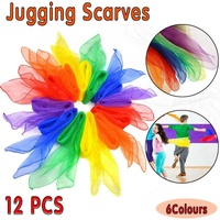 12Pcs Gradient Juggling Silk Dance Magic Tricks Dancing Props Scarves Chiffon Au