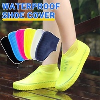 Shoe Cover Waterproof Silicone Non Slip Rain Water Rubber Foot Boot Overshoe L Size - Red