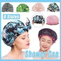 Woman Shower Cap Reusable Long Hair Large Turban Bathroom Waterproof Hair Cap - Coconut Tree