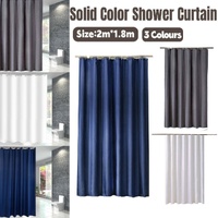 Solid Color Waterproof Shower Curtain Bathroom Decor Resistant Fabric Liner - Blue
