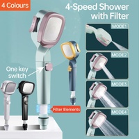 High Pressure Handheld Shower Head with Filter for Bathroom Water Saving Spray - Black