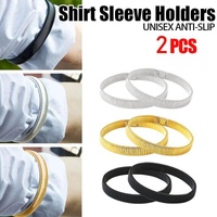 Unisex Anti-Slip Shirt Sleeve Holders Fashion Elastic Armbands Hold Ups Garter - Silver
