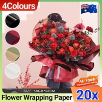 20PCS Plastic Waterproof Flower Gift Wrapping Paper Florist Bouquet Packaging - Red+Wine Red