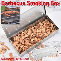 Stainless Steel Smoke Box Barbecue BBQ Smoking Wood Chip Smoker Grill Tool Box