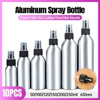 10pcs Travel Size Refillable Aluminum Spray Bottles Toner Cleaning Solution Mist - 10pcs-200ml