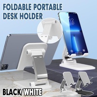 Adjustable Foldable Tablet Stand Desktop Holder Mount Mobile Phone iPad iPhone - White