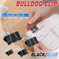 20PCS Black Bulldog Foldback Clips Document Paper Clamps Multiple Sizes - Blue 41mm
