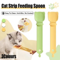 Cat Strip Scoop Squeezer Feeder Snack Spoon Easy Cat Feeding Treats - Green