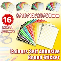 8mm to 50mm Round Dot Stickers Coloured Paper Labels Circles Dot Adhesive Sticky - 13mm 132 Dots -16 Sheets