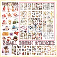 15-Style Creative Student Graffiti Sticker Set Small Fresh Sticker - L-Hand Painted flower leaves