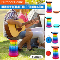 Rainbow Telescopic Folding Stool Thickened Travel Outdoor Seat for Camping - Blue