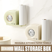 Wall Mounted Kitchen Storage Rack for Plastic Bags Rags Film Organizer Box Use - Green
