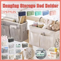 Hanging Bedside Storage Caddy with Pockets for Bunk Bed Dorm Couch Organizing - Pink