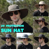 Outdoor Uv Protection Sun Hat Wide Brim Cap Quick-Drying Hat For Fishing Hiking - Green
