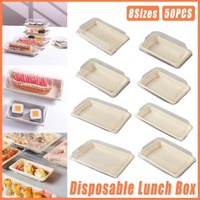 50pcs Eco-Friendly Sushi Box Rectangular Biodegradable Lunch Packaging Plate - 13.9 cm x 7.9 cm x 4.5 cm