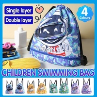Waterproof Swim Backpack Durable Storage Bag Beach Pool Outdoor Travel - Blue-Large (Double layer)