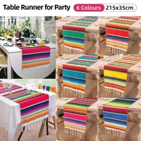 Woven Blanket Tassel Party Tablecloth Home Decoration Table Flags Cover Cloth - Rose Red