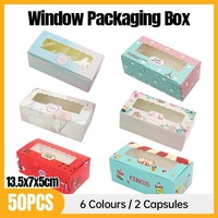50PCS Set of 2 Premium Cake Packaging Boxes Clear Window Food Grade Cardboard - Marble-50pcs