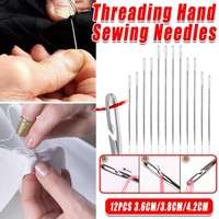 12PCS Easy Self Threading Hand Sewing Needles Assorted Sizes for DIY Stitching