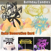Happy Birthday Cake Topper Colour Printed Acrylic Party Decorations - Rose Red-Thin Line