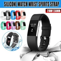 L Size Silicone Watch Wrist Sports Strap For Fitbit Charge Band Wristband Replacement - Rose Red