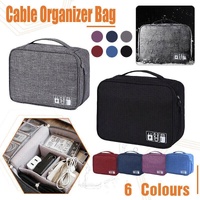 Cable Organizer Bag Charger USB Electronic Accessories Storage Travel Case - Grey