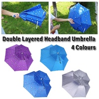2-Layer Outdoor Foldable Sun Umbrella Hat Fishing Camping Headwear Cap Head Hat - Silver