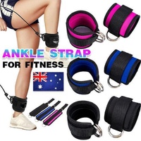 2PCS Weight Lifting Ankle D-Ring Strap Pulley Cable Kickbacks Attachment Gym Leg - Pink