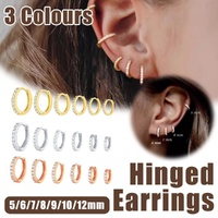 7sizes Hoop Earring Silver Zirconia Ear Huggie Hoop Cartilage Piercing Jewellery - Silver-9mm