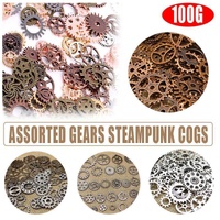 100g Assorted Steampunk Gears and Cogs Metal Alloy Clock Wheels for DIY Crafts