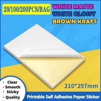 A4 Self Adhesive Sticker Paper Sheet Label Laser Inkjet Print Mailing Address - White Matte 2x4 *20 PCS