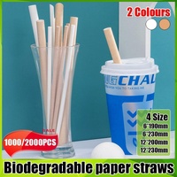 1000-2000pcs Colourful Paper Drinking Straws FOIL Metallic Party - White-6*190mm 2000PCS