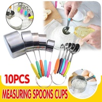 10 Piece Stainless Steel Measuring Cups and Spoons Set for Baking and Cooking
