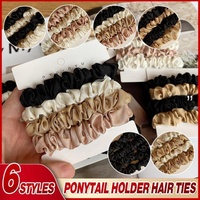 4Pcs/Set Silk Satin Small Scrunchies Ponytail Hair Ties Hair Rope Rubber Bands - F