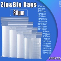 100X Bulk Clear Resealable PE Plastic Zip Bags - 20*28cm 100PCS