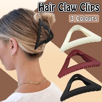 Women's Simple Hair Claws Clip Large Geometric Barrette Ponytail Clamp Hairpin - Wine Red